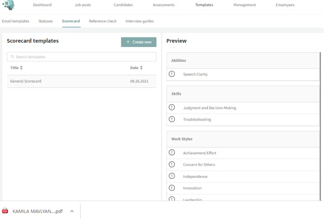 Candidate Scorecard evaluation templates 1