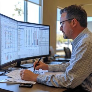 An HR professional analyzing positive and negative reviews 