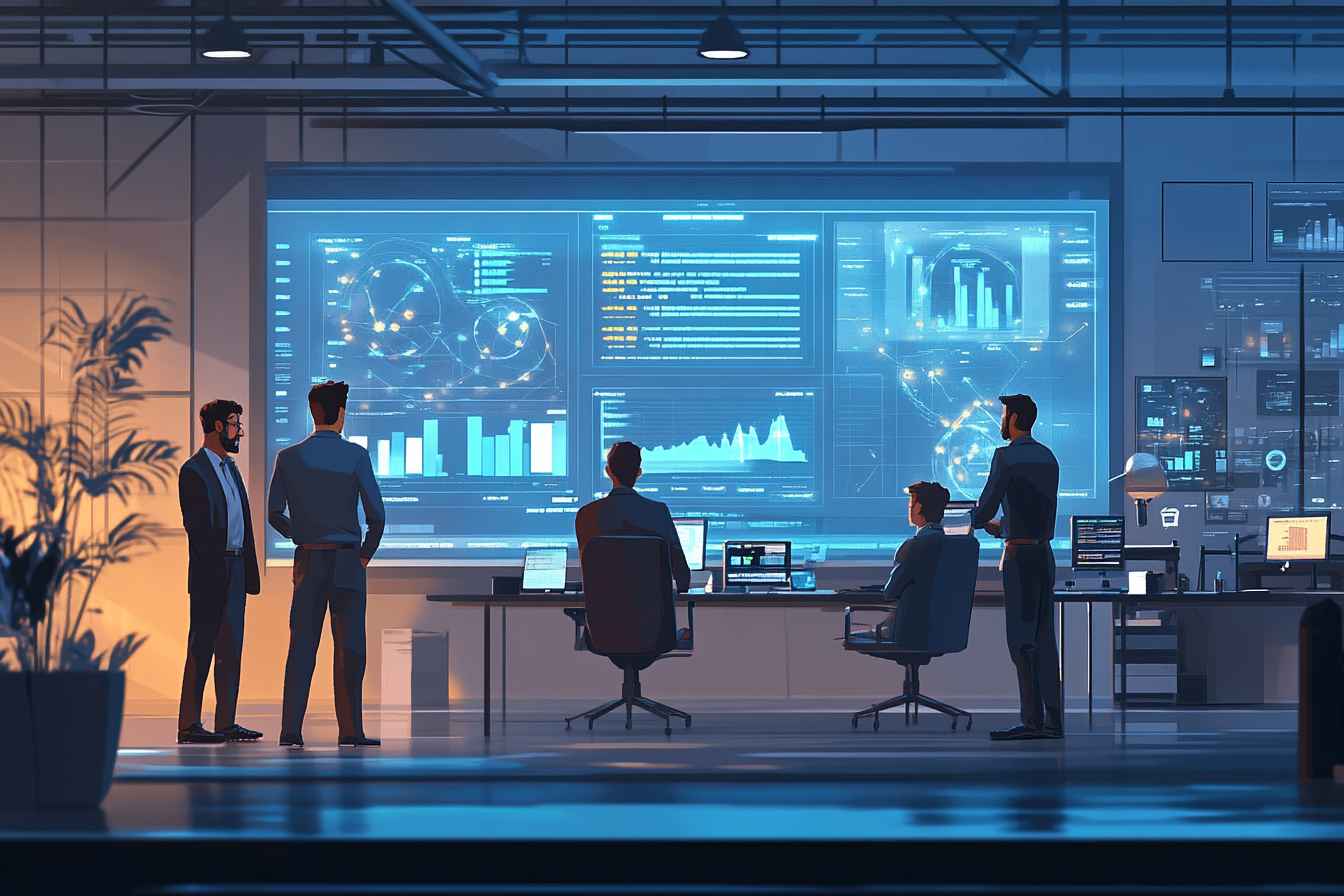 Diverse team discussing automated hiring processes in a modern office.