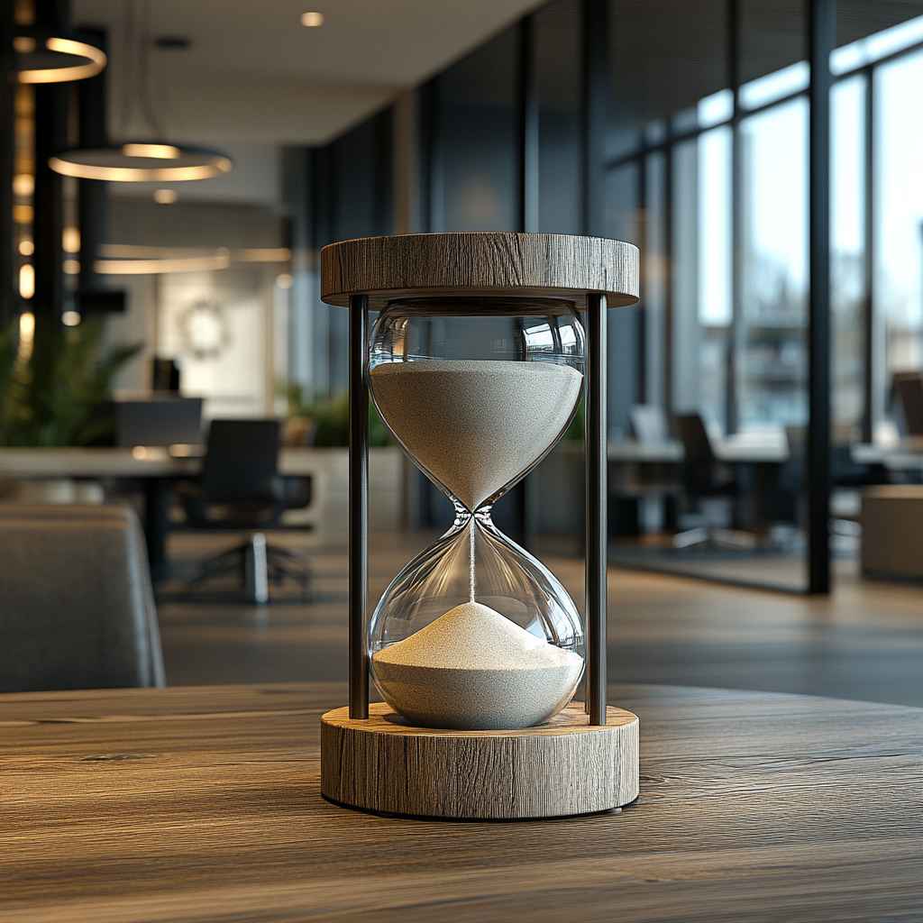 A traditional hourglass symbolizes time efficiency