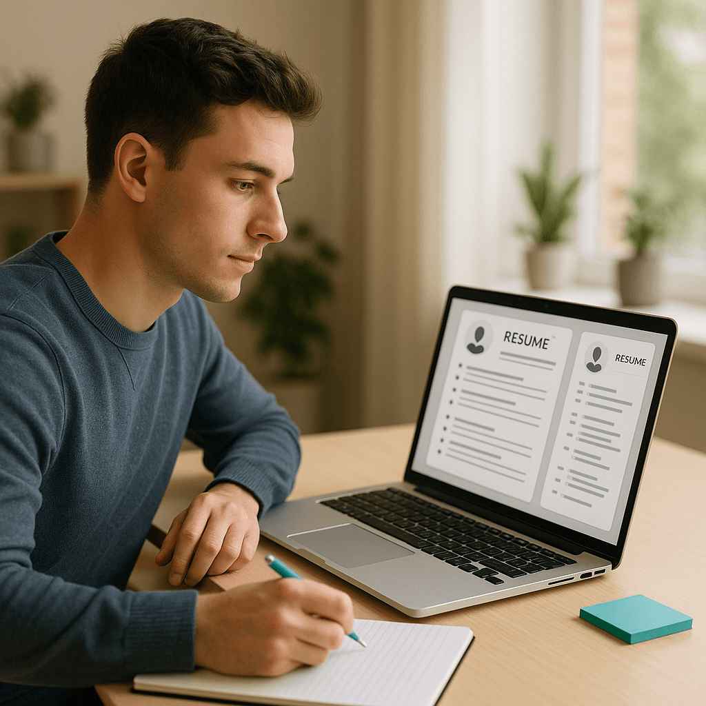 A male checking resume on laptop screen Effective Hiring Processes