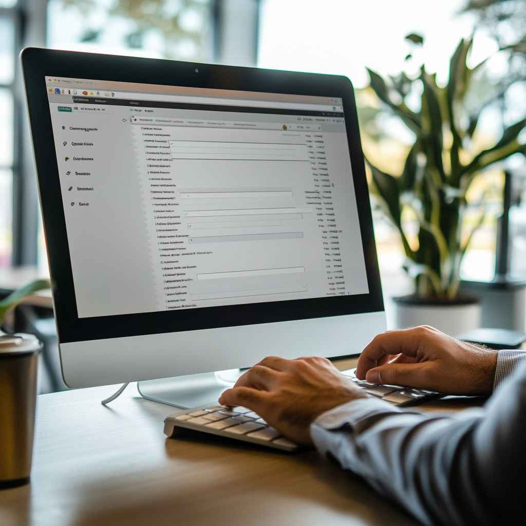 Hospitality recruiter sending automated SMS updates from a computer.