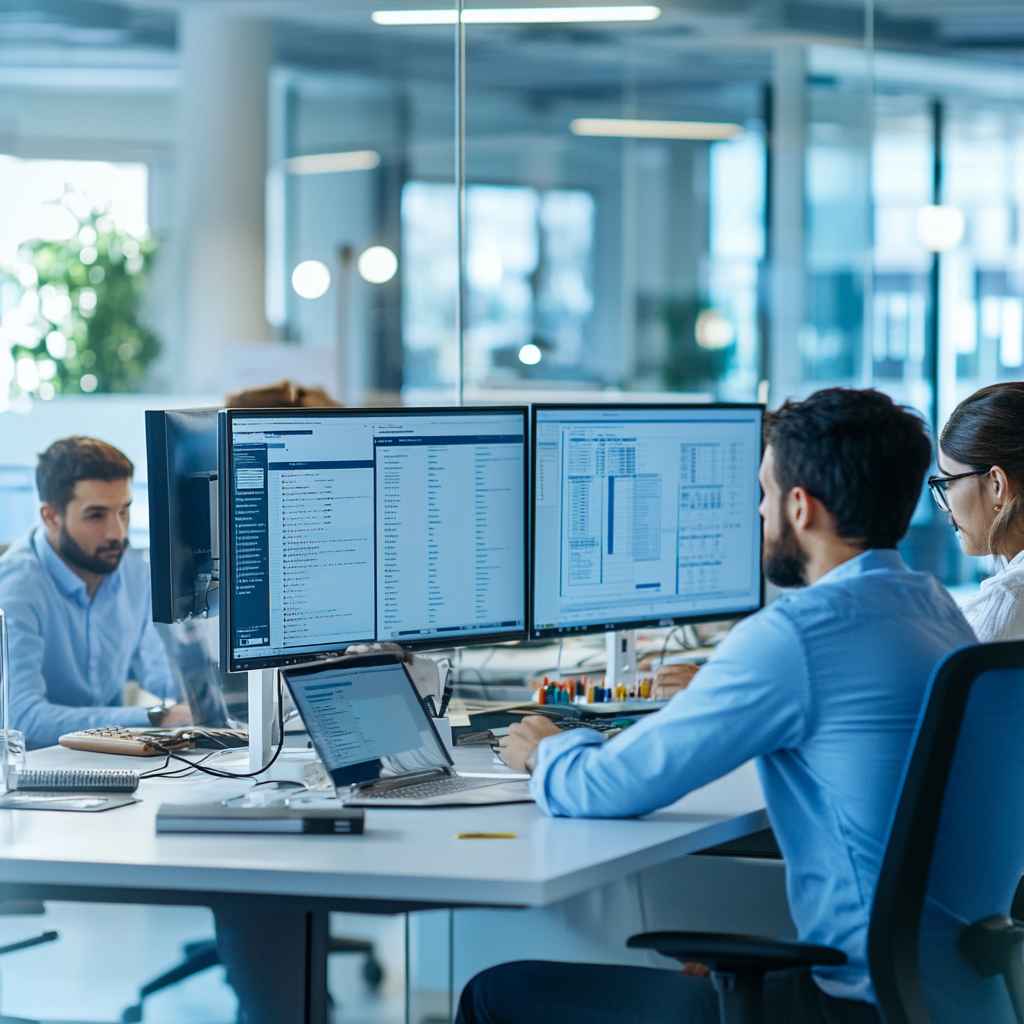 Staffing agency team using an applicant tracking system to manage job orders.