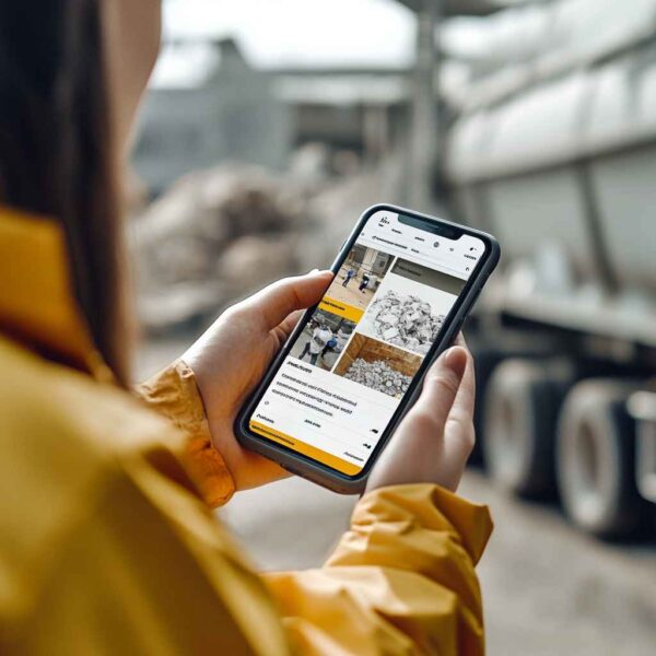 Mobile job portal interface for waste management recruitment.