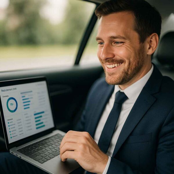 A founder is happy as he is delegating recruitment jobs smartly and analyzing data on the go