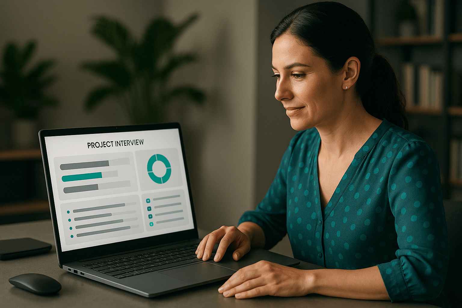 Recruiter reviewing a candidate’s project interview performance metrics on screen.