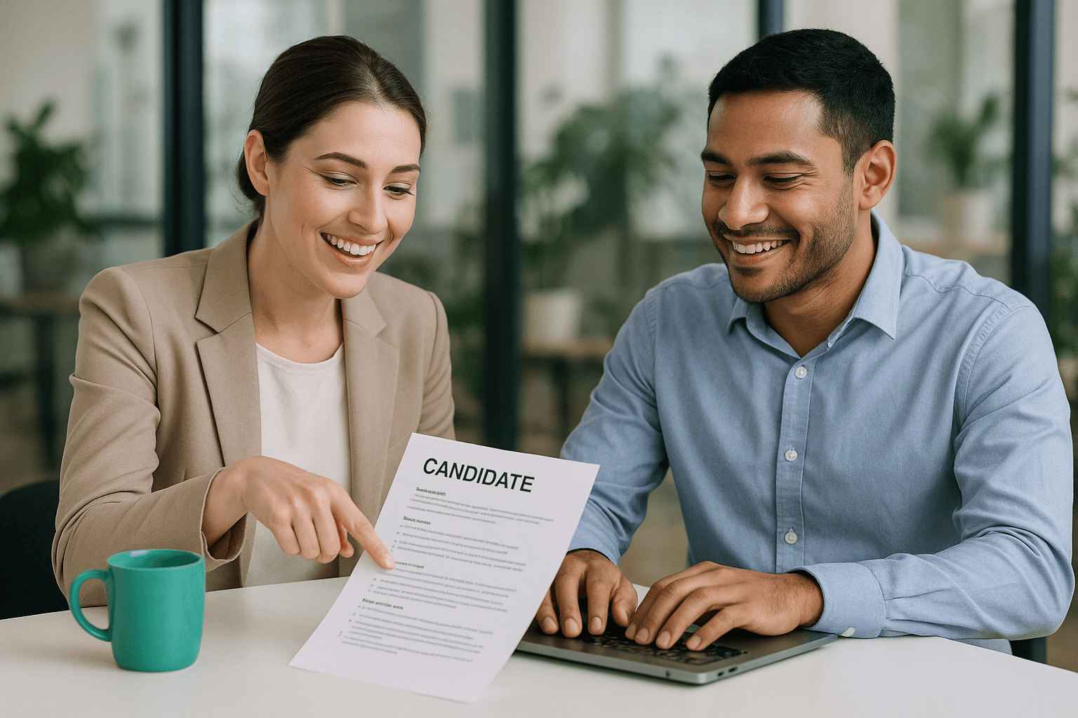 Recruiter and candidate discussing previous application outcome and new opportunities to Re-Engage Past Candidates.