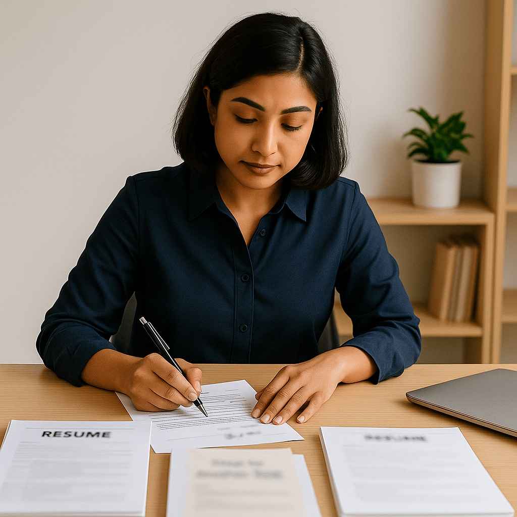 Recruiter reviewing resumes and categorizing profiles to Re-Engage Past Candidates for future roles.