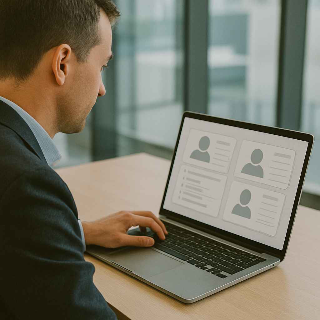 Recruiter conducting a blind resume review to eliminate bias.