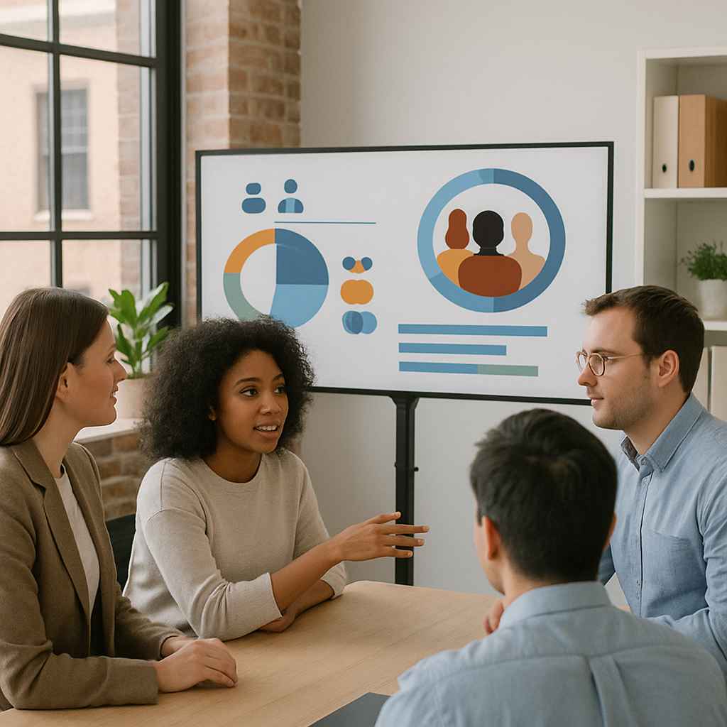 Can Automation Make Hiring Fairer? Here’s How It Works 3 HR team analyzing DEI trends through automation dashboard.