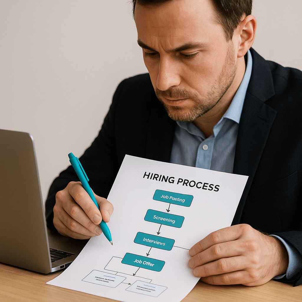 HR and talent acquisition team members collaborating over recruitment strategy