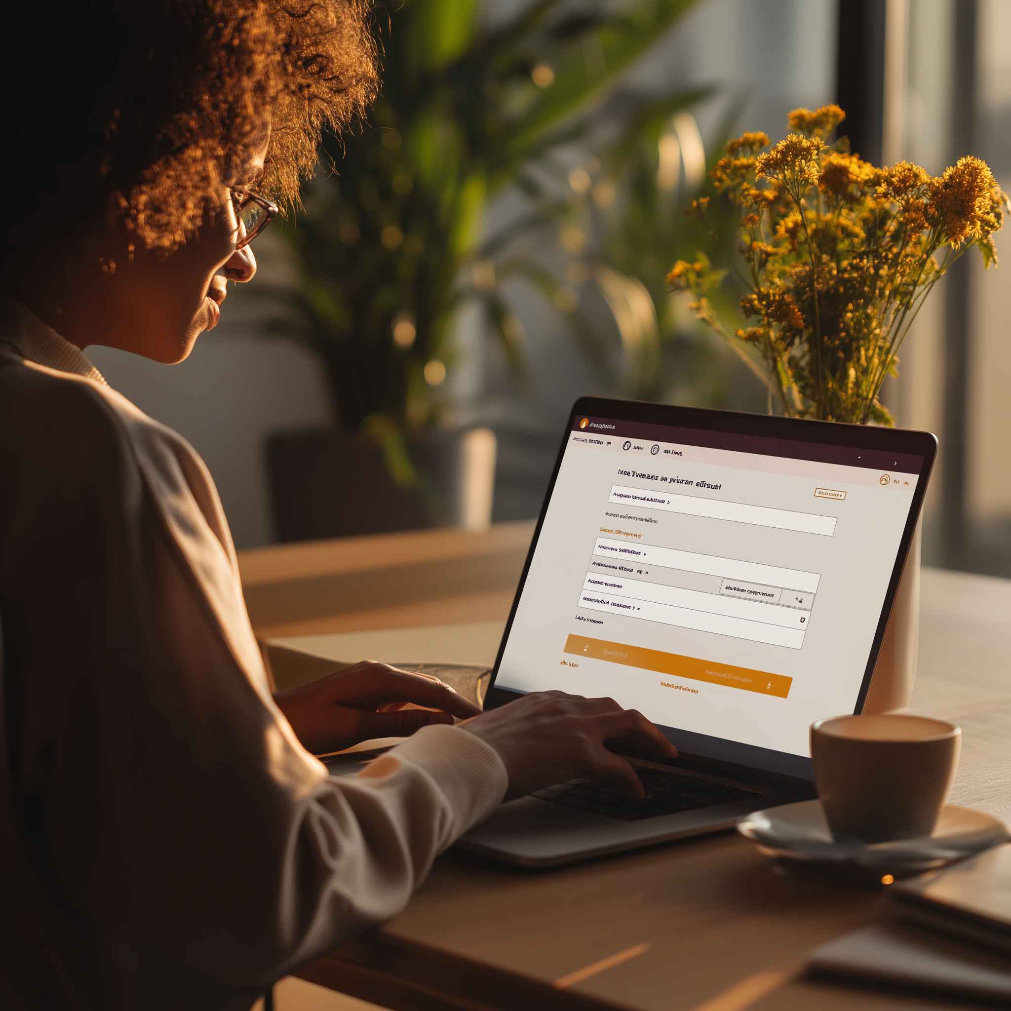 Job candidate entering reference contacts into an online form on a laptop.