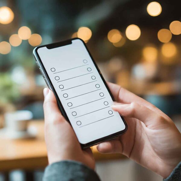 Reference filling out reference check questionnaire on mobile