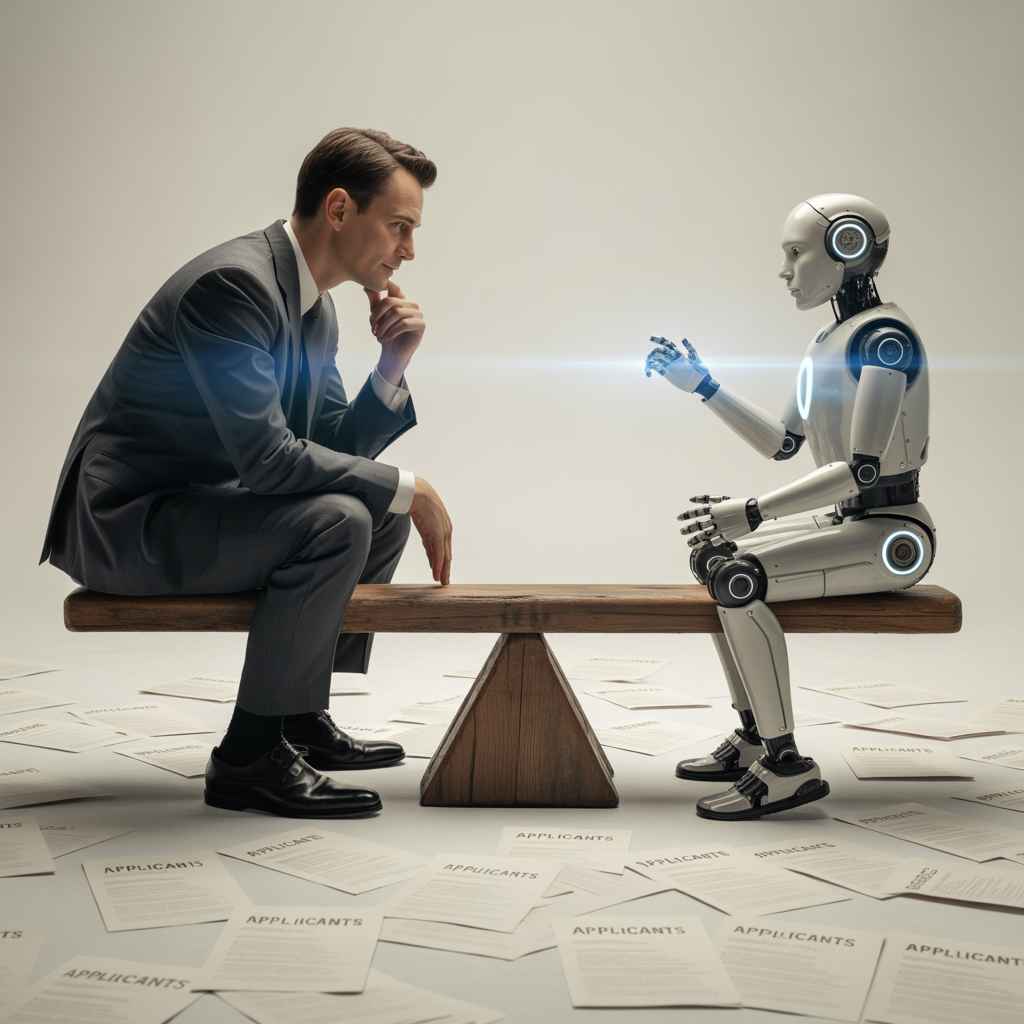 AI recruitment platform balancing automation with human decision-making in hiring.