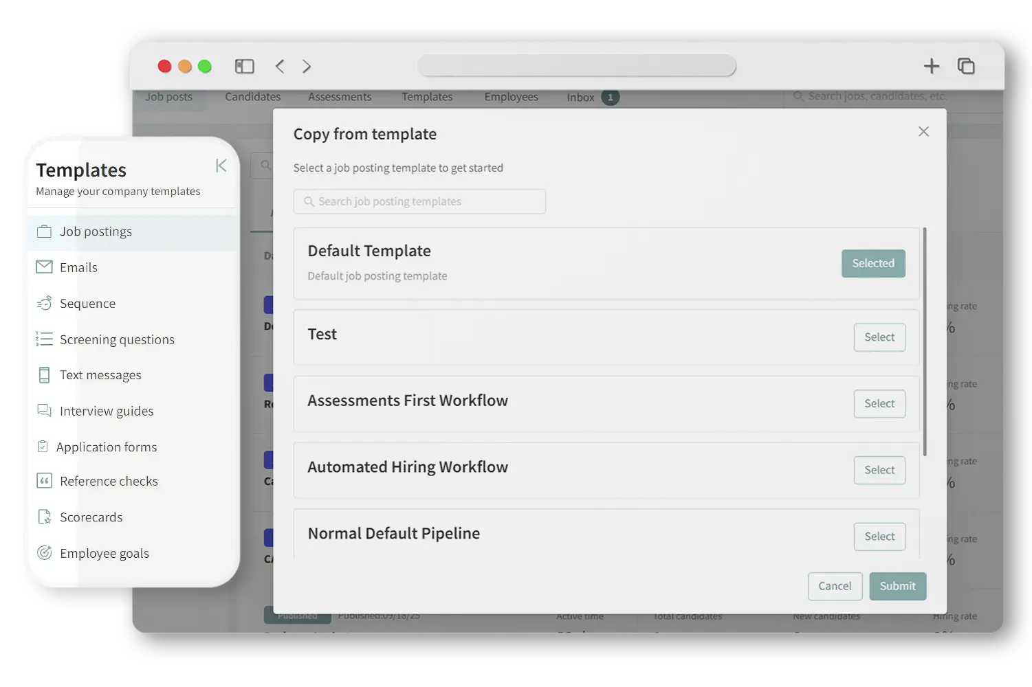 Discovered's Job Posting Tempaltes feature mockup.