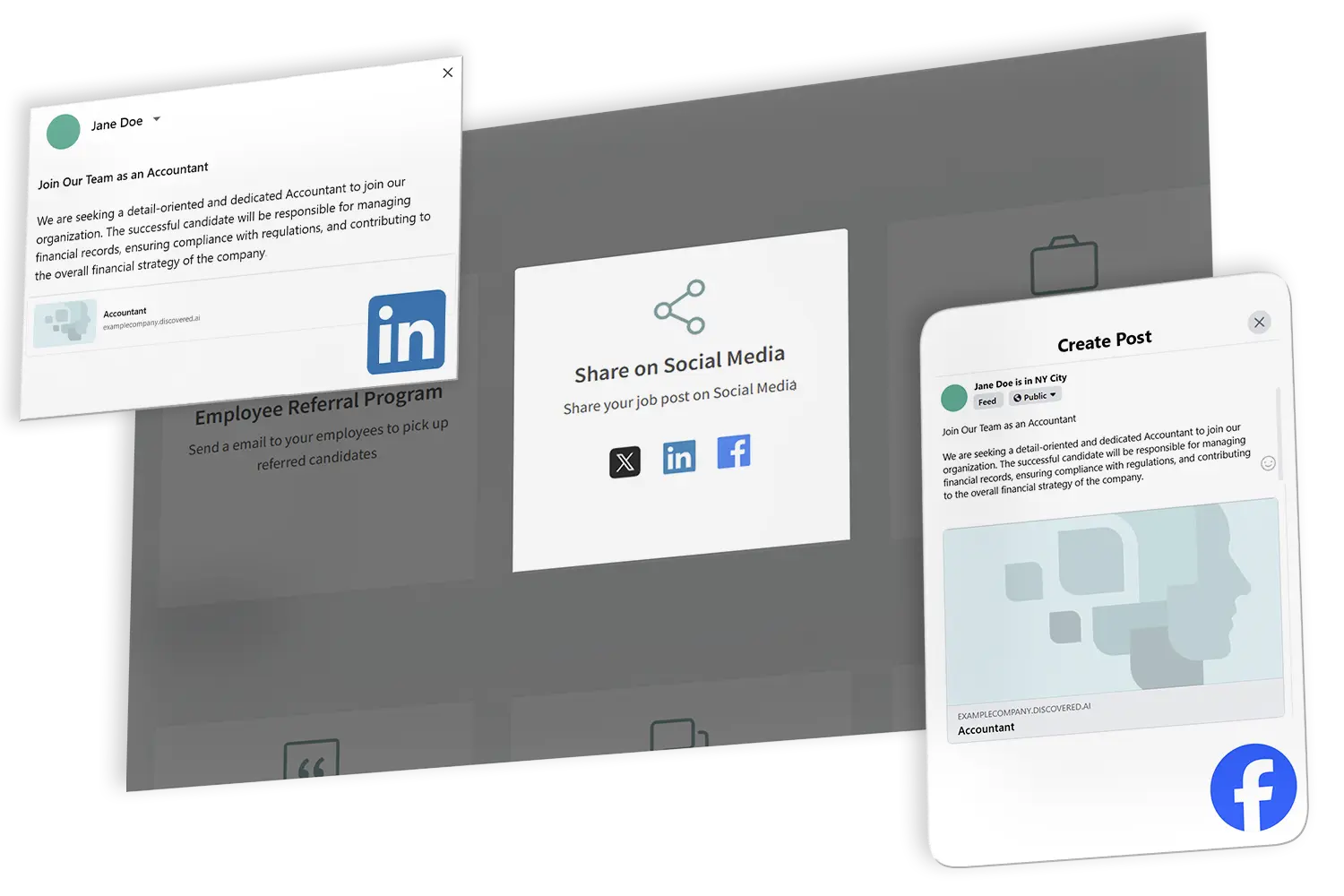 Discovered's Social Media Job Promotion feature mockup.