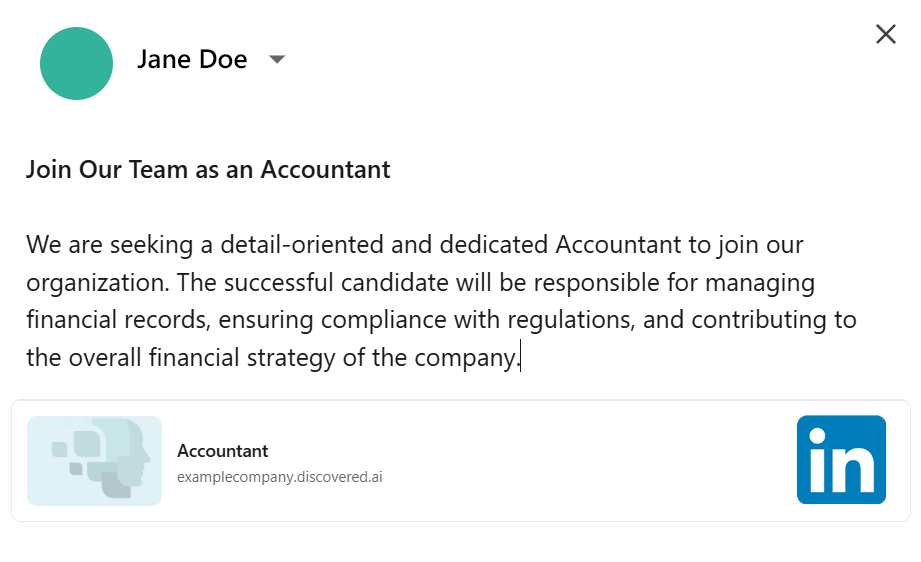 Job Posting interface on LinkedIn