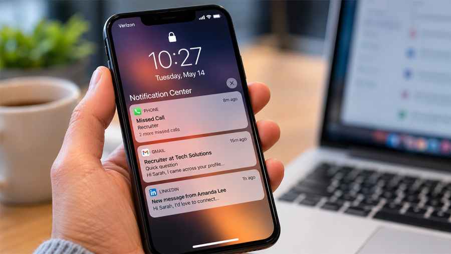 Why Candidate Drop-Off in Hiring Is Costing You More Than You Think 2 Phone showing missed calls during candidate outreach — automated recruiting follow-up