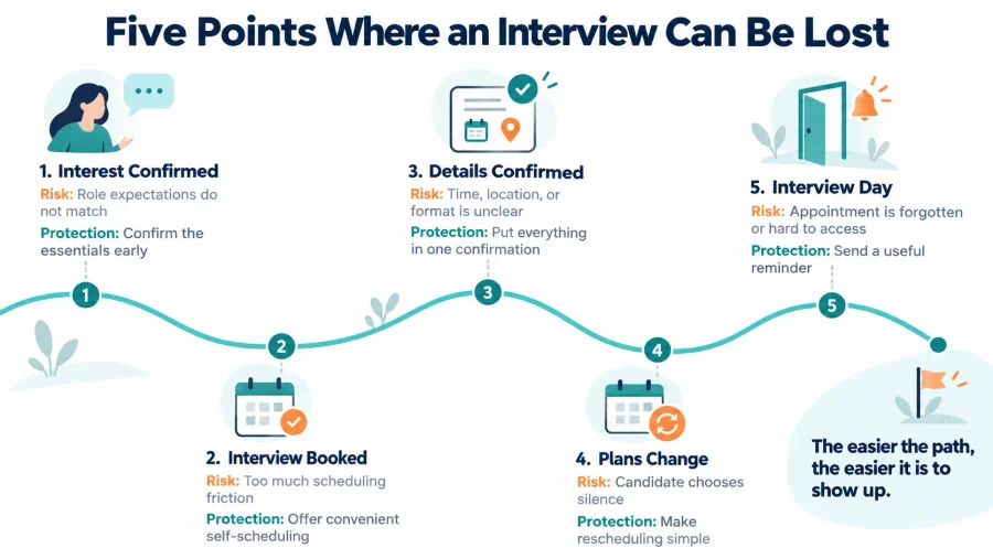 How to Reduce Interview No-Shows Without Losing Great Candidates 3 Five scheduling checkpoints that can prevent candidate interview no-shows
