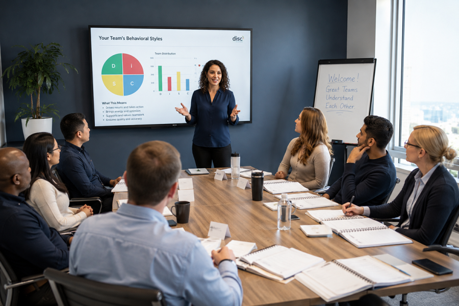 DISC Assessment for Teams: How to Use Behavioral Data to Build Teams That Actually Work 3 WorkStyles DISCovered live DISC assessment team training session.