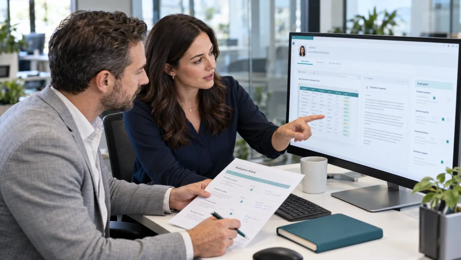 Candidate completing a realistic job-specific skill assessment