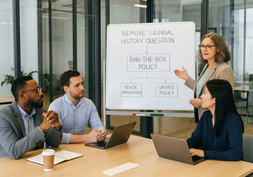 HR professionals planning how to remove criminal history questions from job applications.