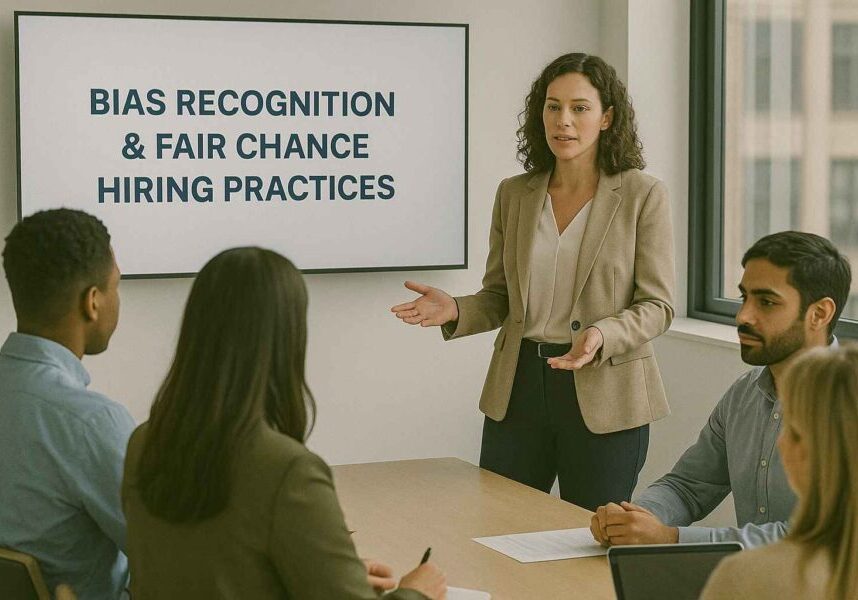 HR team attending training to implement inclusive and fair hiring methods.