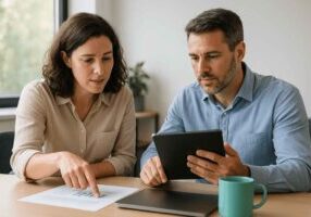 Recruitment team discussing automation triggers and candidate status movement settings using hiring software