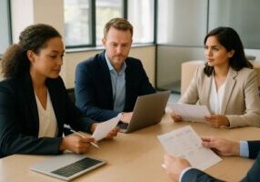 Hiring team reviewing candidate scorecards to ensure fair and structured evaluations.