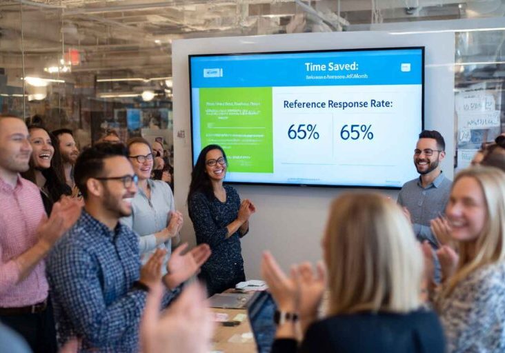 HR team celebrating faster, better hires after automation