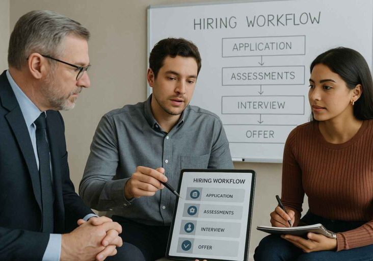 Small firm team collaborating on hiring using ATS tools.