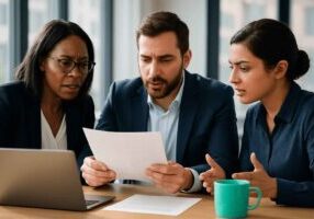 A hiring team analyzing candidate results from a big five assessment during a recruitment meeting.