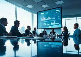 Government HR team meeting department heads via video conferencing.