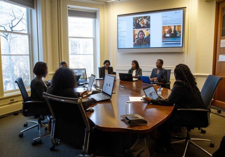 University hiring committee using an ATS to review education applicants.