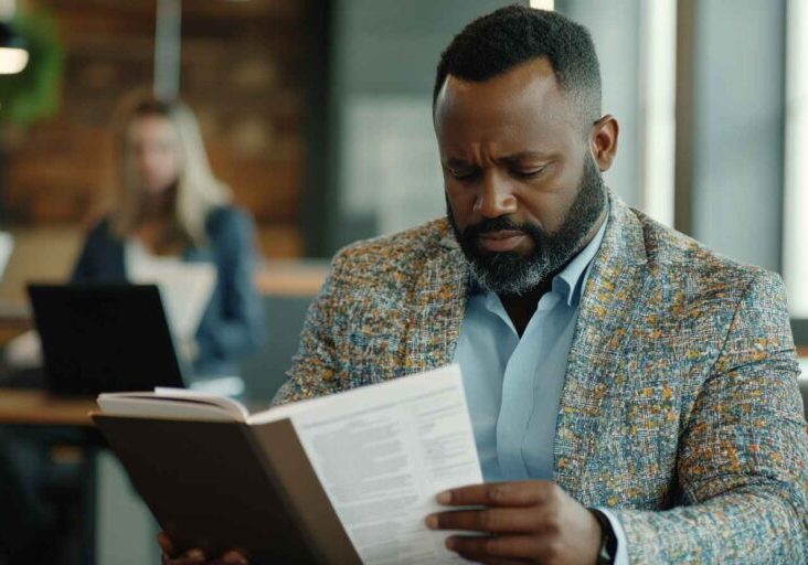 An HR professional is reading a thematic hiring checklist.