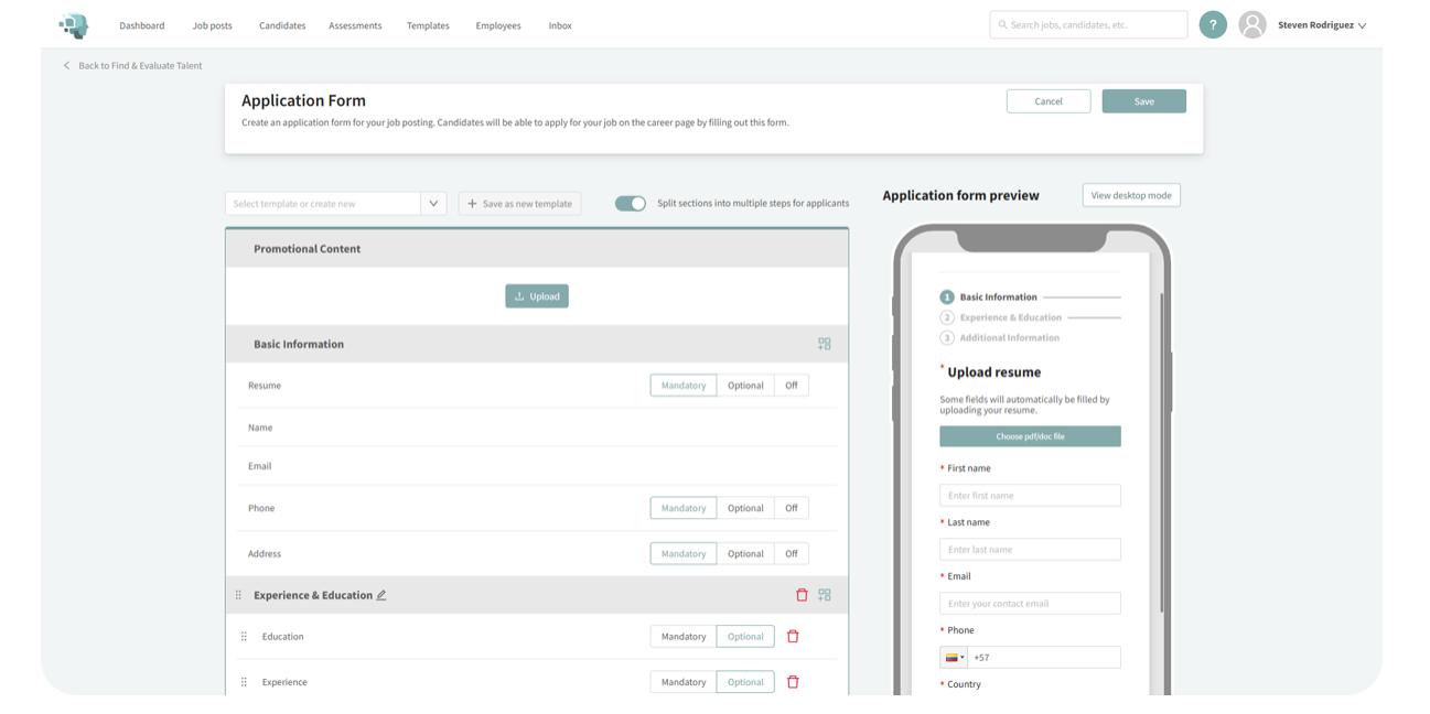 Customizable Application Forms