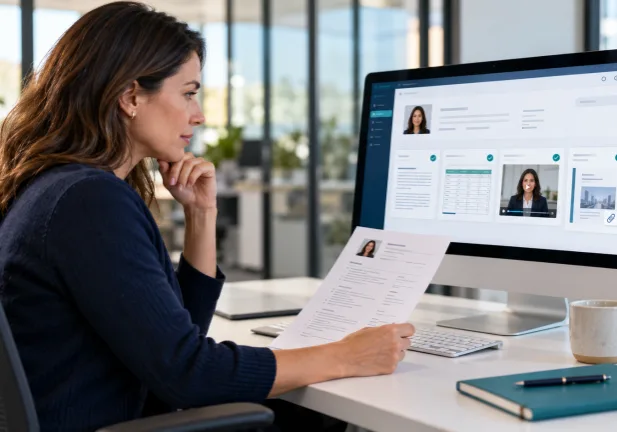 Recruiter comparing candidate experience with results from a custom skill test